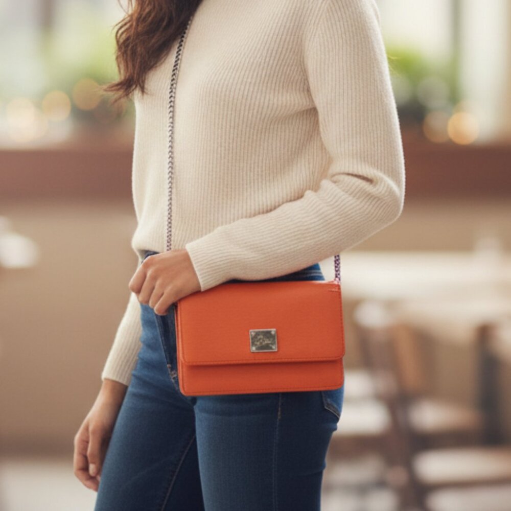 Project - Lauren Ralph Lauren Orange Crossbody Wallet